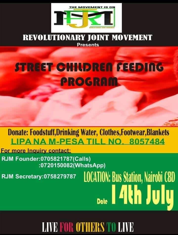 REVOLUTIONARY JOINT MOVEMENT Charity Organization Street Children's Feeding Program