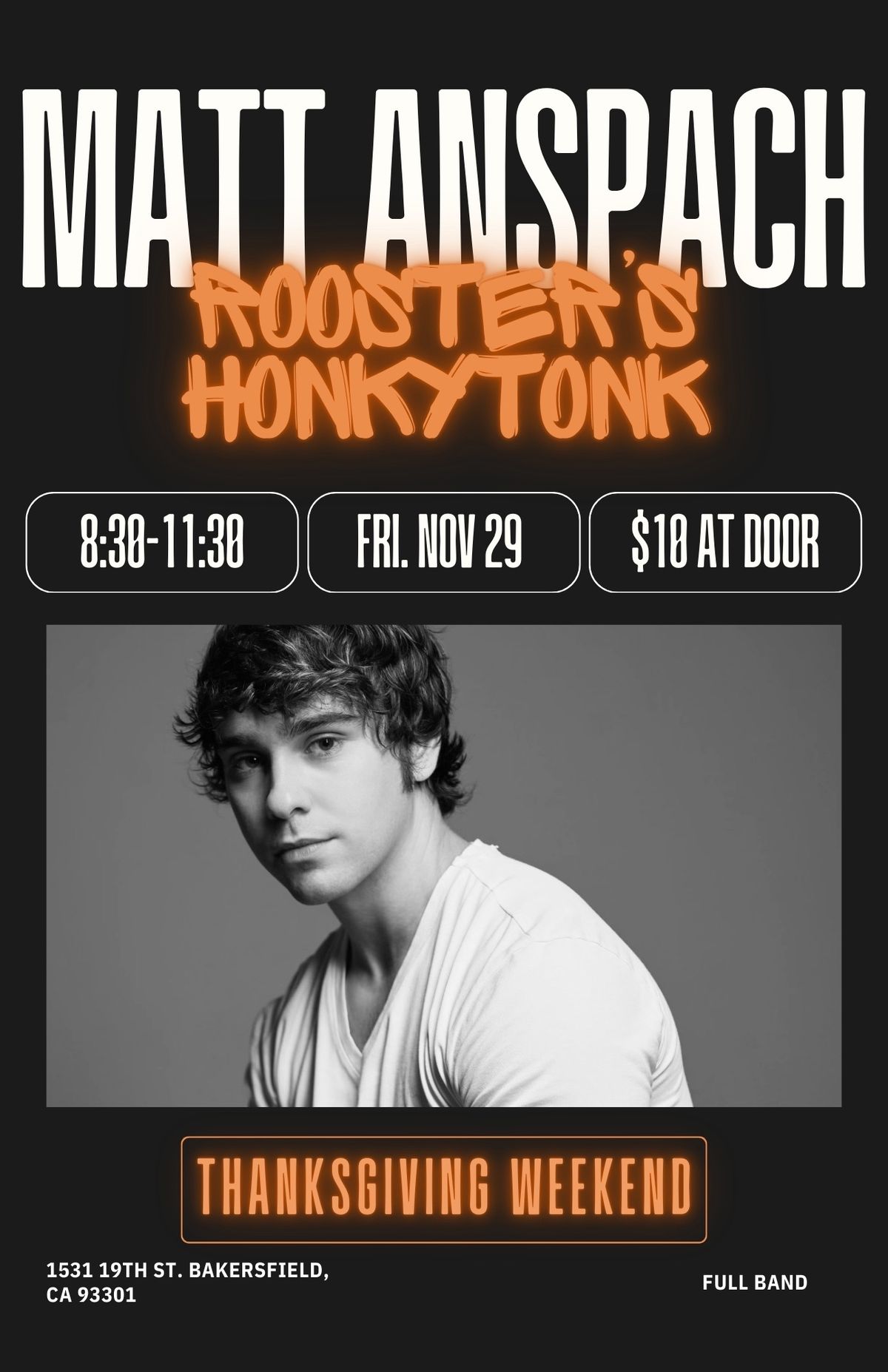 Matt Anspach Live @ Roosters Honkytonk (Thanksgiving Weekend)