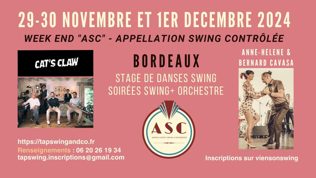 Festival ASC - Musicalit\u00e9 - Balboa - Anne-H\u00e9l\u00e8ne et Bernard CAVASA - Band CAT's CLAW - Danses Swing 