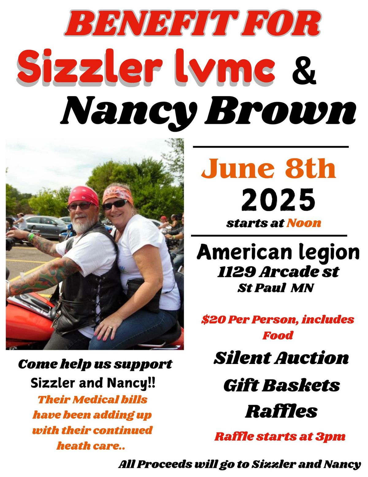 Benefit for Sizzler and Nancy.