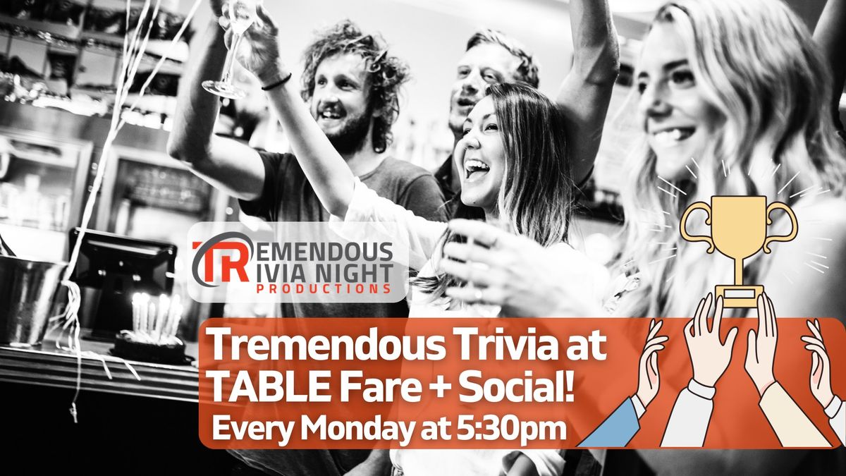 Monday Night Trivia at TABLE Fare + Social Toronto!