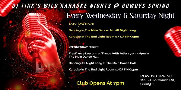 DJ TINK's Wild KARAOKE Nights @ Rowdys Spring