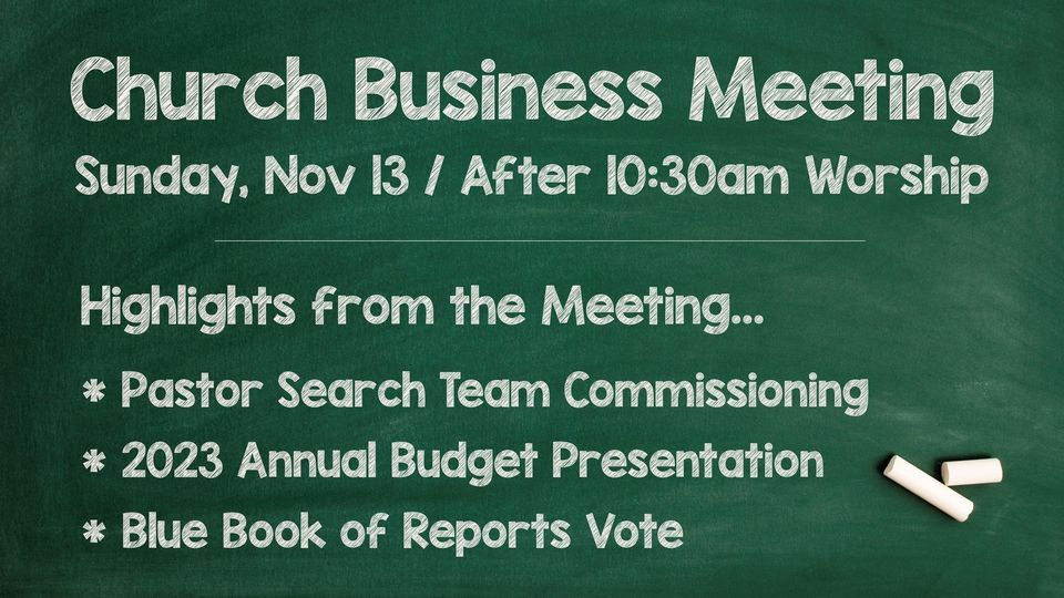 Annual Church Business Meeting, Roswell Street Baptist Church, Marietta ...