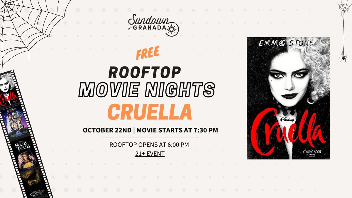 FREE! Tuesday Rooftop Movie Night: Cruella | Sundown at Granada | Dallas, TX