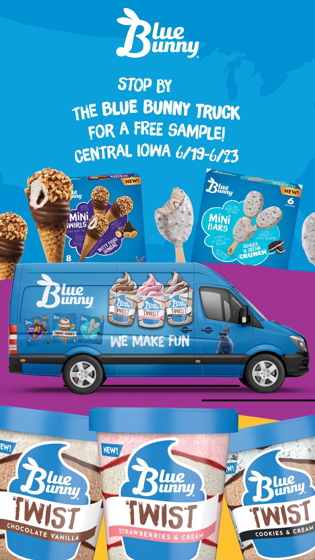 Blue Bunny Truck & Samples at Fleur Drive Hy-Vee!