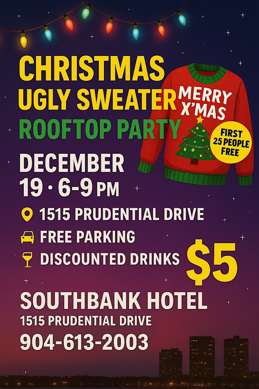 rooftop ugly sweater christmas party