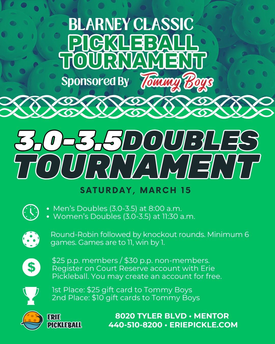 INTERMEDIATE DOUBLES Blarney Classic Pickleball Tournament