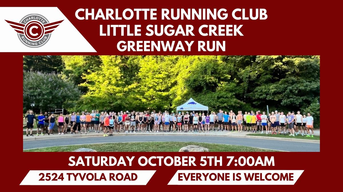 Charlotte Running Club Little Sugar Creek Greenway Run - October edition