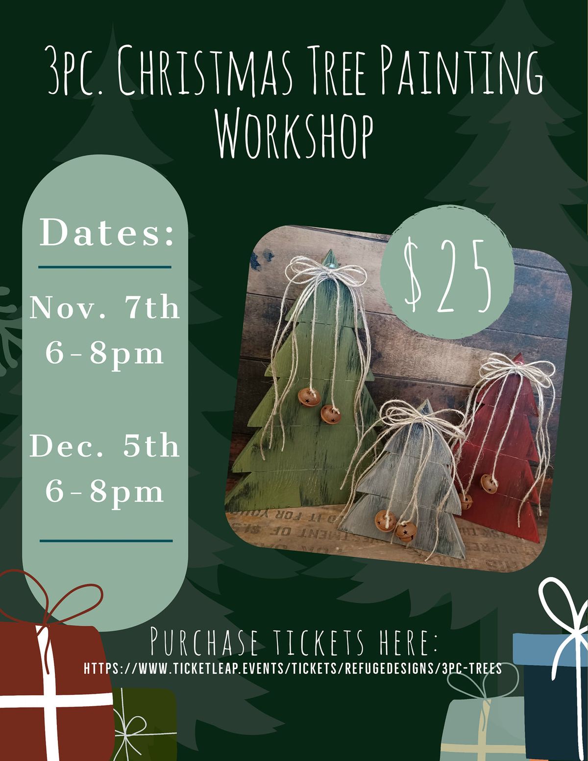 3pc. Christmas Tree Painting Workshop 