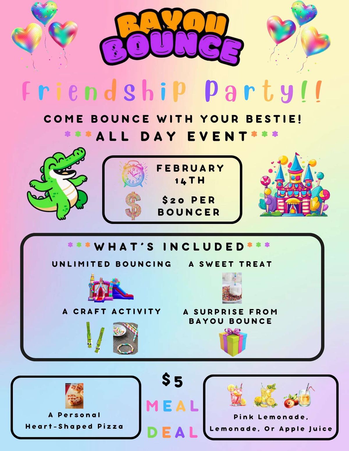 Bayou Bounce Friendship Party 2\/14