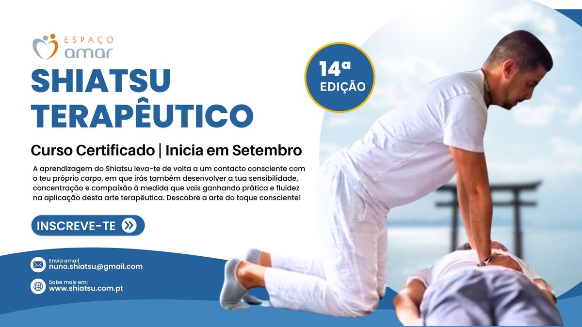 Curso Shiatsu Terap\u00eautico | 14\u00aa Edi\u00e7\u00e3o | Certficado Profissional