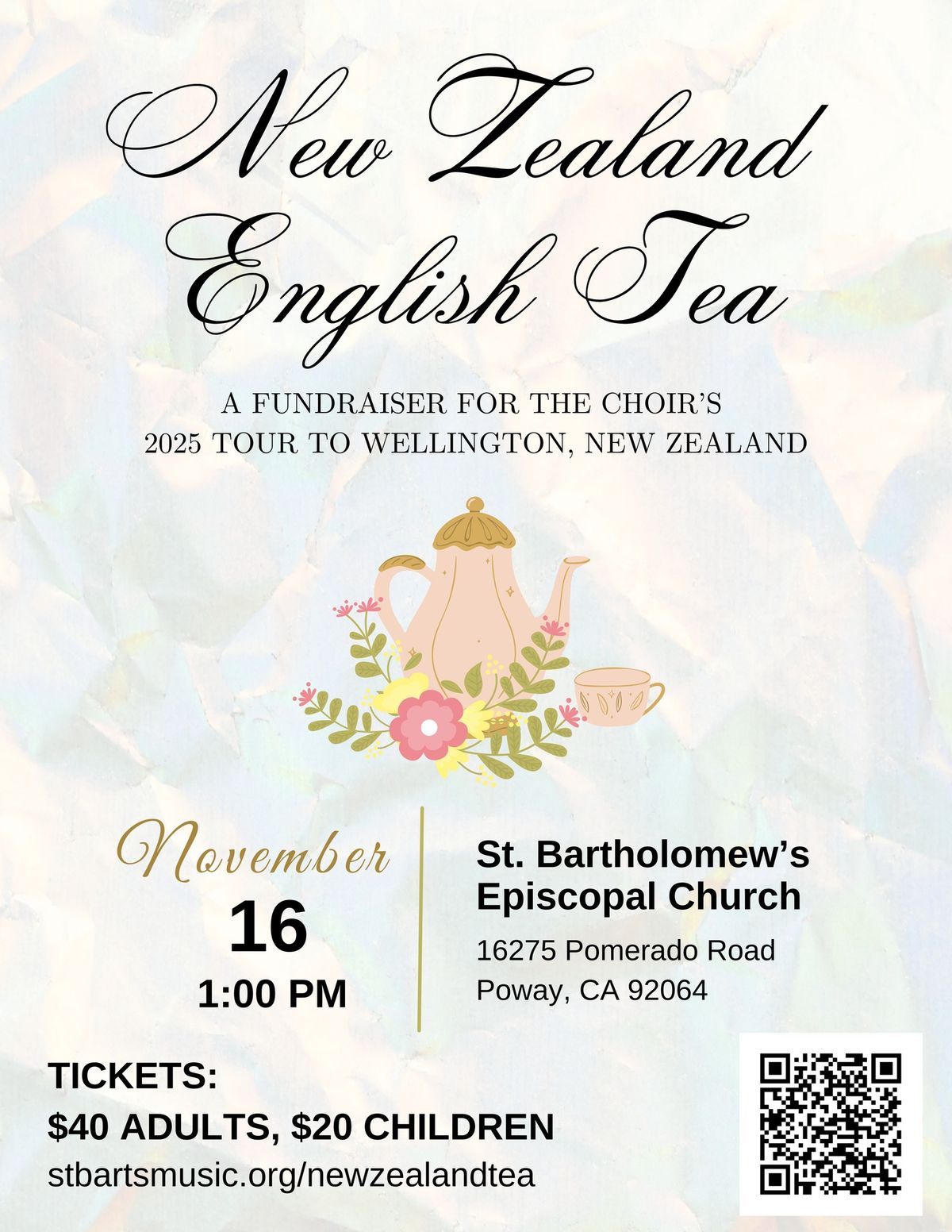 New Zealand English Tea Fundraiser