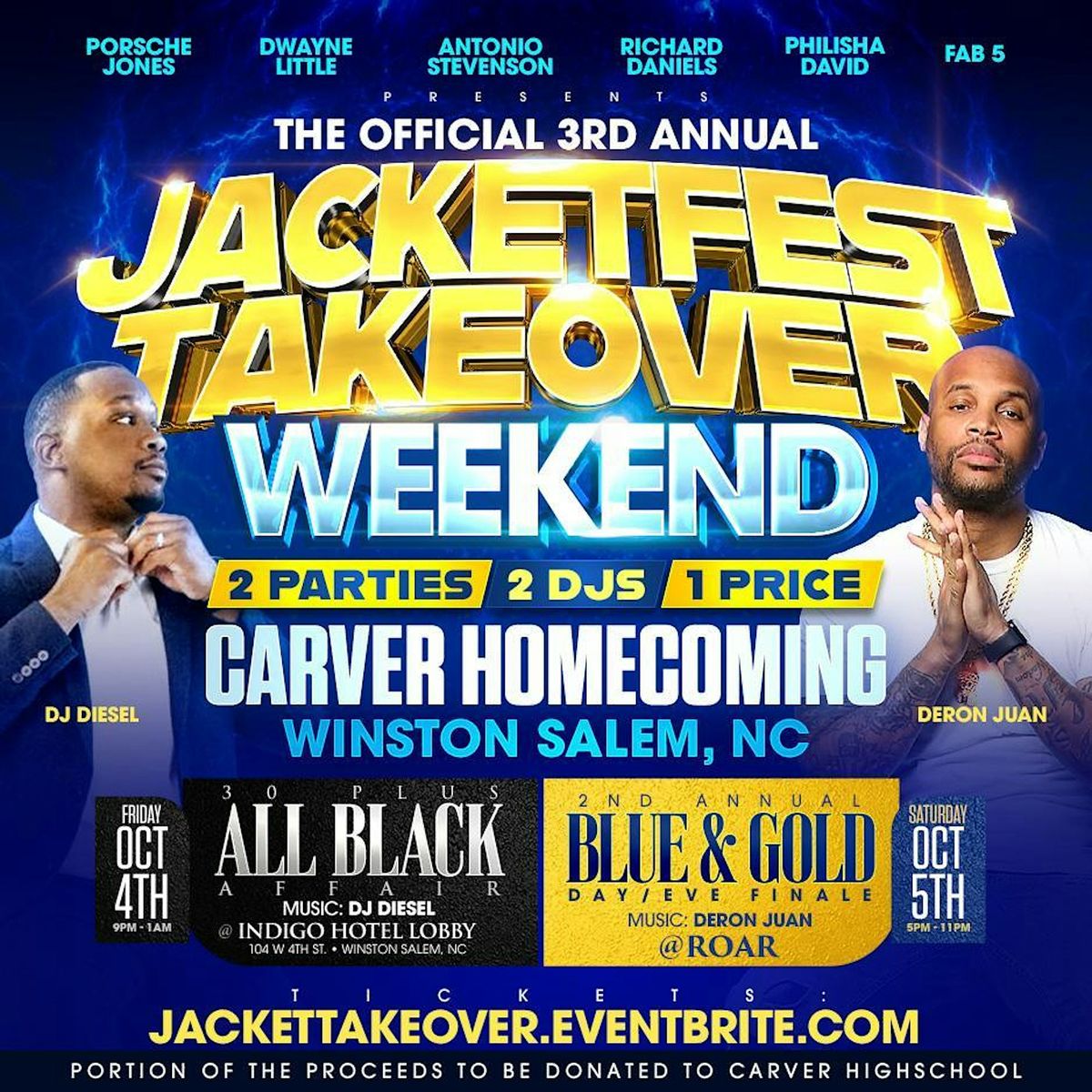 CARVER HOMECOMING:  JACKETFEST WEEKEND | 2 PARTIES, 2 DAYS | INDIGO & ROAR