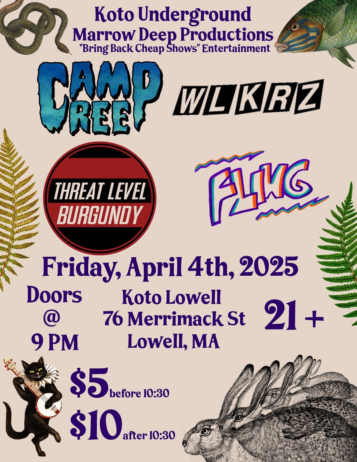 Camp Creep | Wlkrz | Threat Level Burgundy | Fling at Koto Lowell on 4\/04\/25