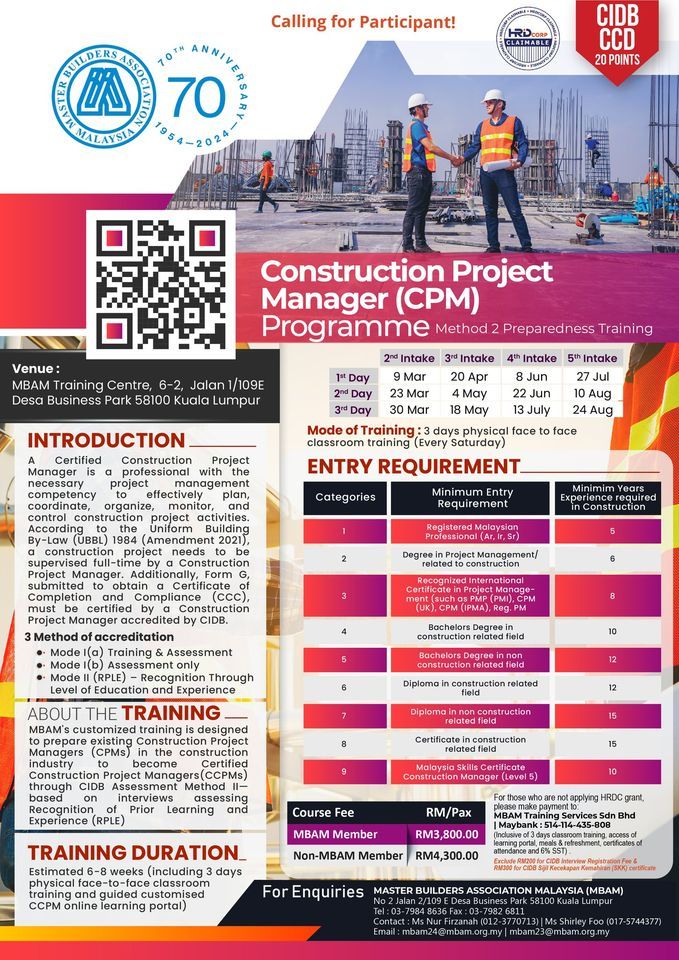 Certified Construction Project Manager (CCPM) Programme 3rd Intake 1st Day