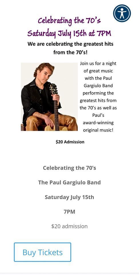 Paul Gargiulo Band 70s hits a d Original music show
