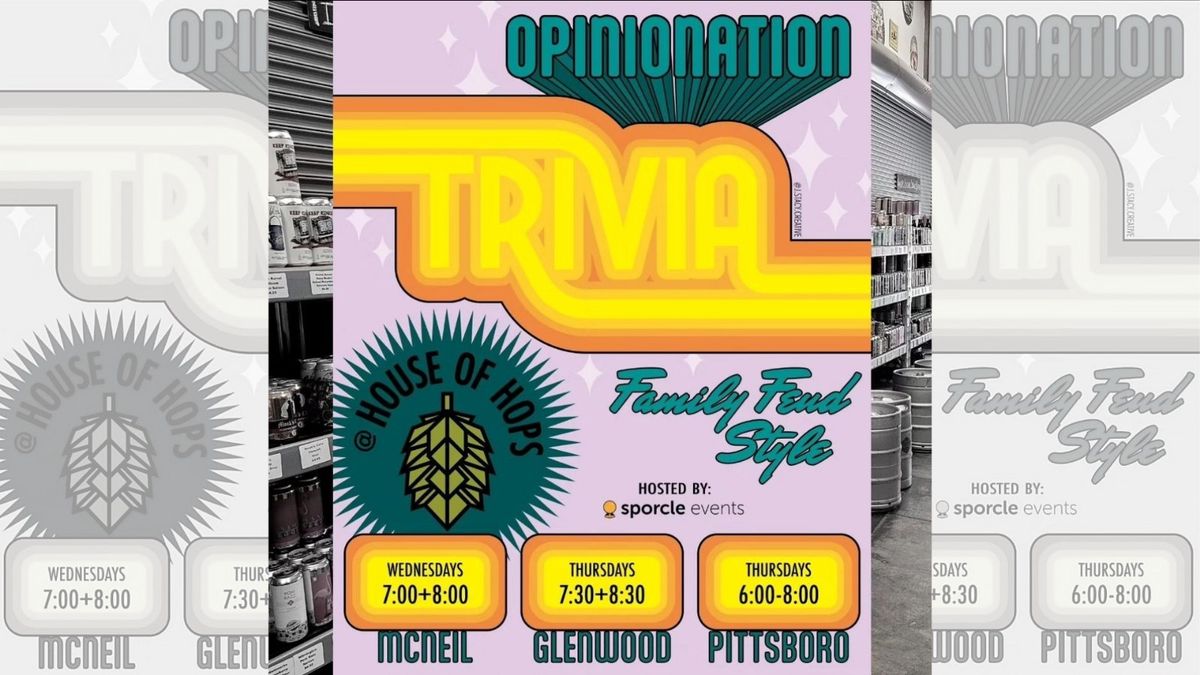 OPINIONATION FAMILY FEUD STYLE TRIVIA *TWO GAMES EVERY THURSDAY*
