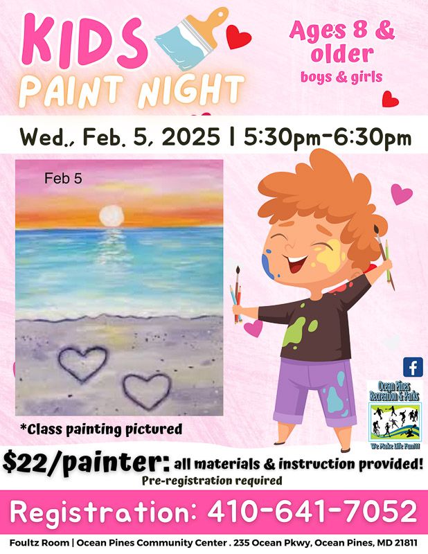 Kids Paint Night - Hearts on the Beach