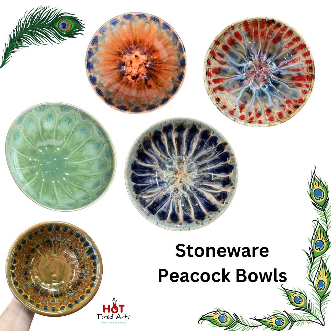 Stoneware Peacock Bowls