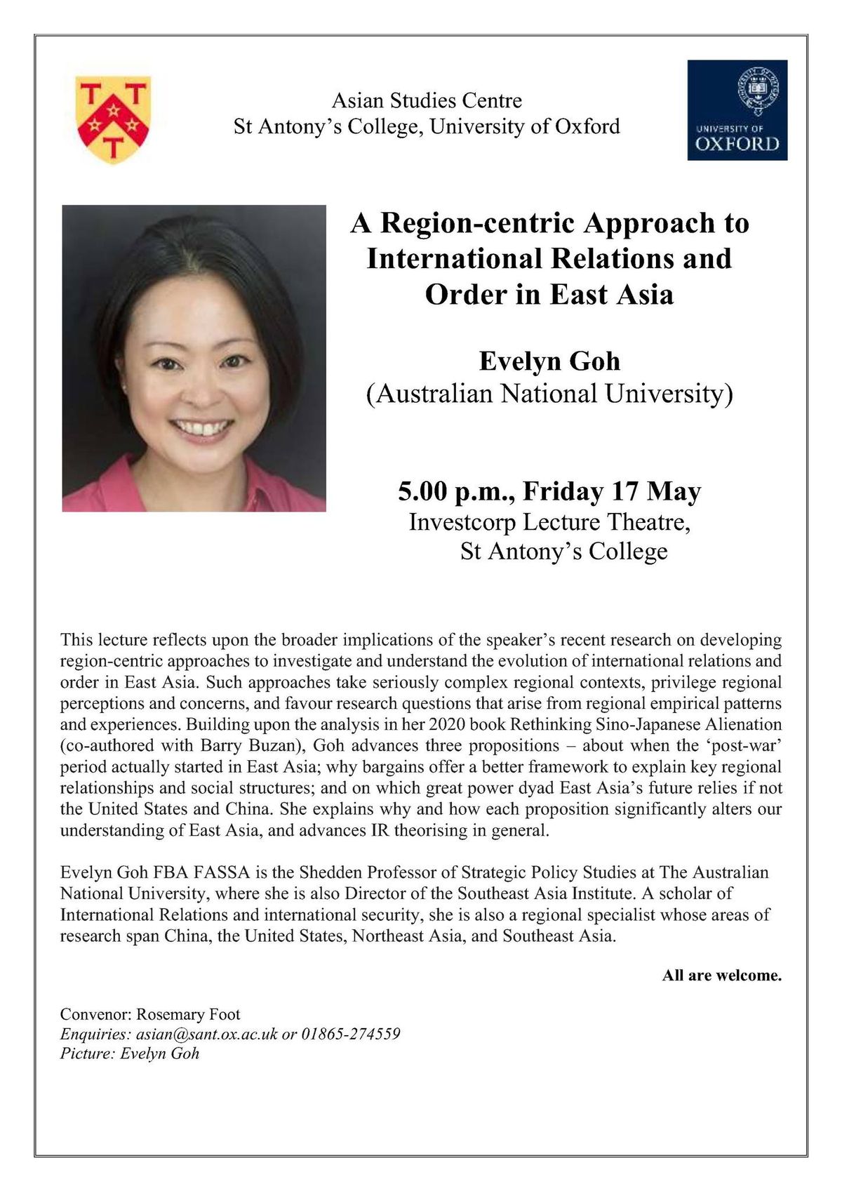 A Region-centric Approach to International Relations and Order in East Asia with Evelyn Goh