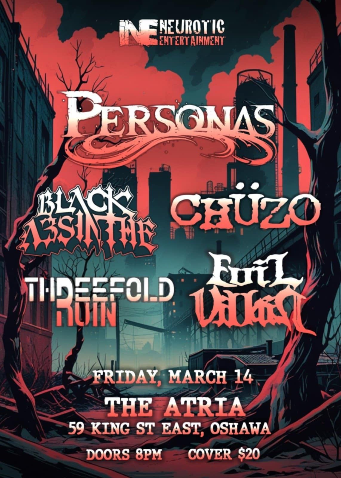 Personas, Black Absinthe, CH\u00dcZO, Evil Villain & Threefold Ruin 