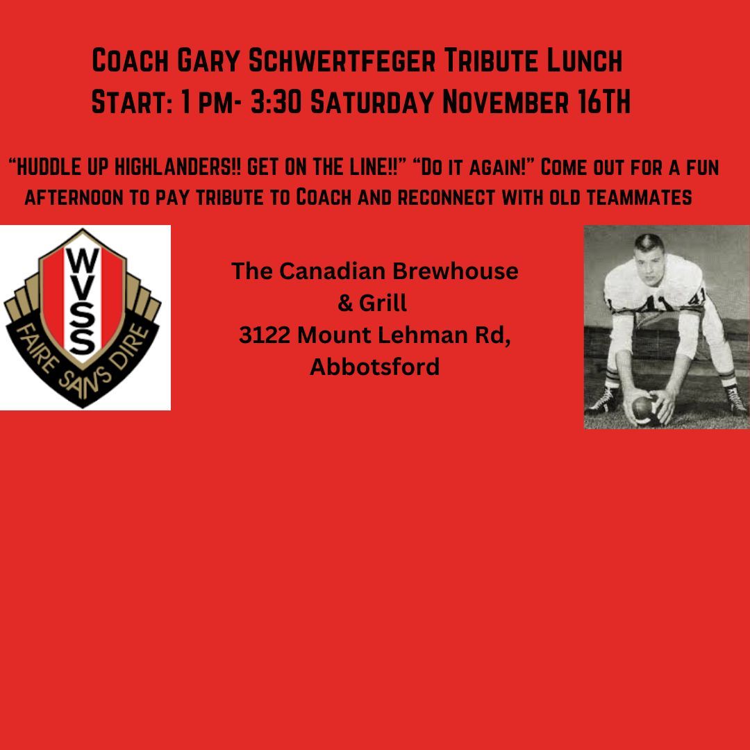 WVSS FOOTBALL COACH Schwertfeger TRIBUTE LUNCH