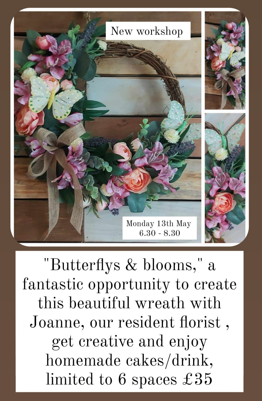 Butterfly & blooms ( spring\/summer wreath workshop)