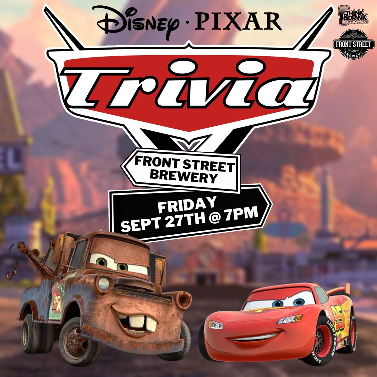 DISNEY PIXAR Trivia Night @ Front Street Brewery (Davenport, IA) \/ Friday, September 27th @ 7pm