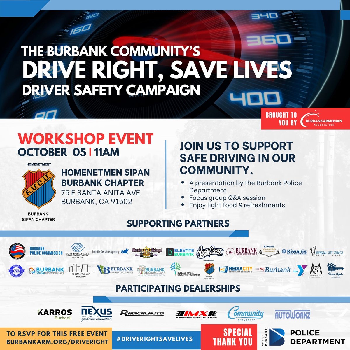 Burbank Community\u2019s Drive Right, Save Lives Workshop!