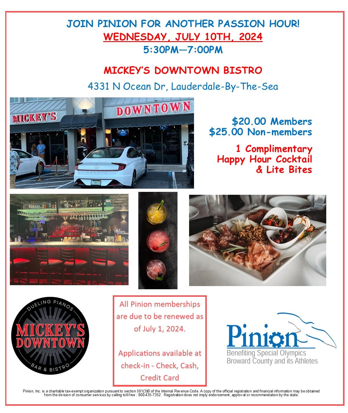 JOIN PINION AUGUST PASSION HOUR AT MICKEY\u2019S DOWNTOWN BISTRO