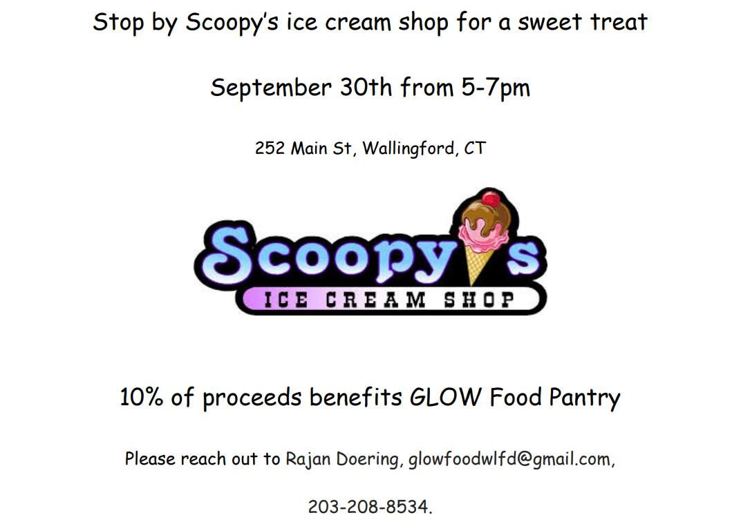 Scoopy's Ice Cream fund raiser for GLOW Food Ministry (drop-in)