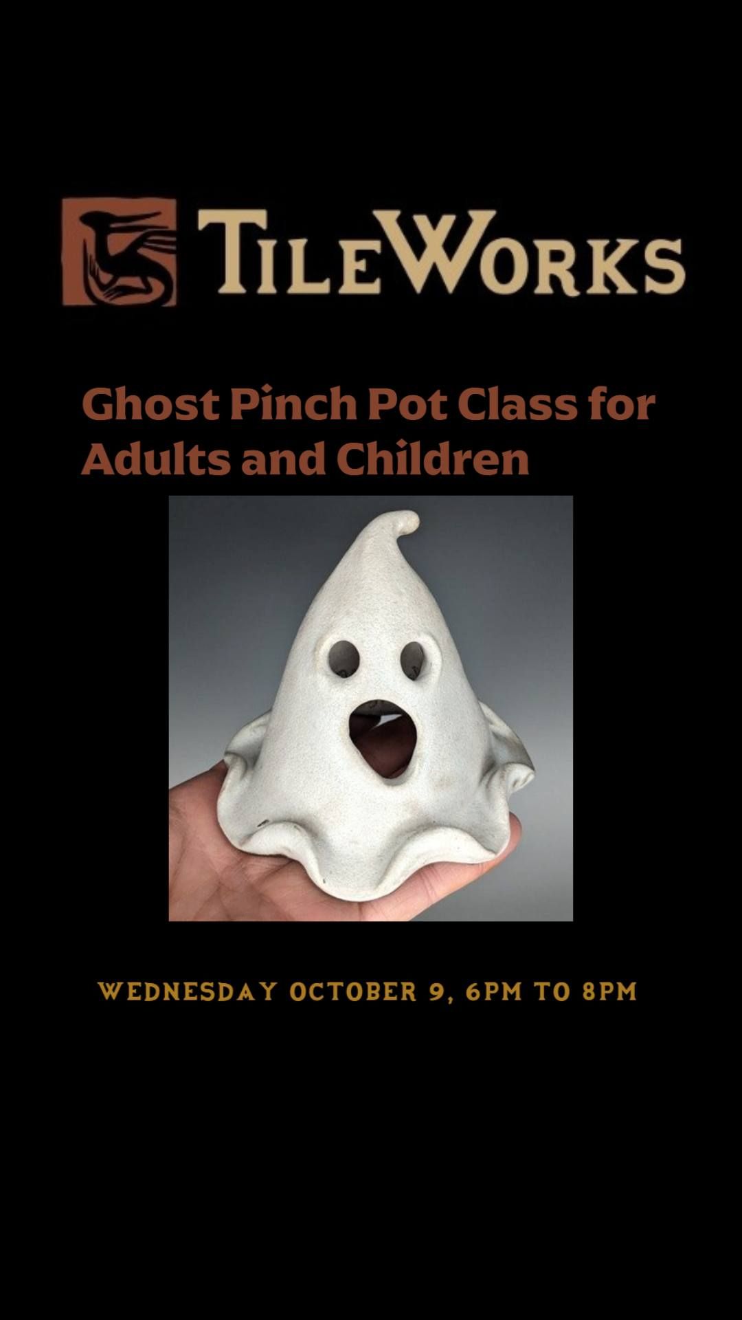 Ghost PinchPot Class for Adults and Children