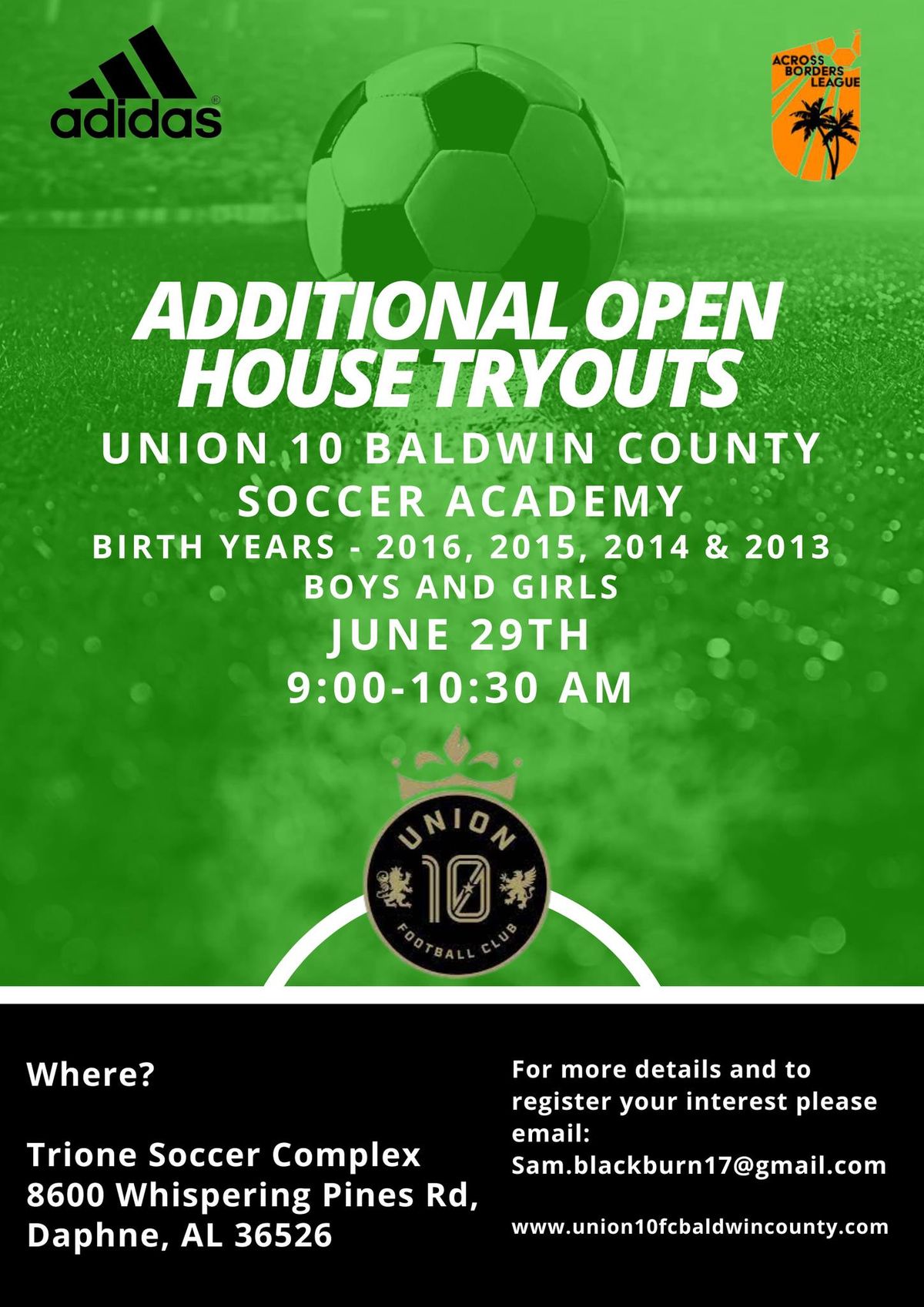 Extra Tryout for Union 10 FC - Baldwin County Academy
