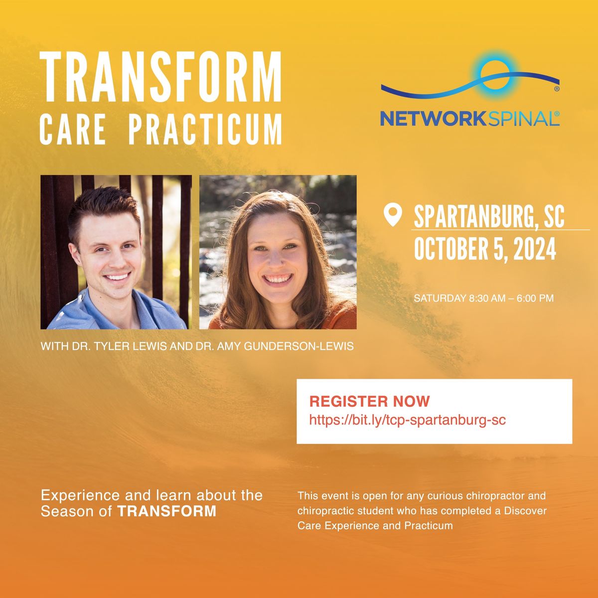 NetworkSpinal Transform Care Practicum with Drs. Amy Gunderson-Lewis and Tyler Lewis