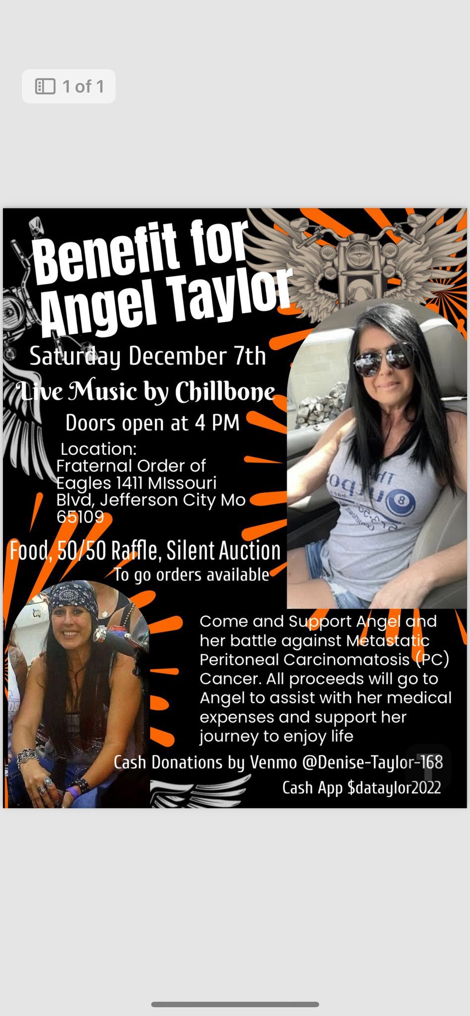 Benefit for Angel Taylor