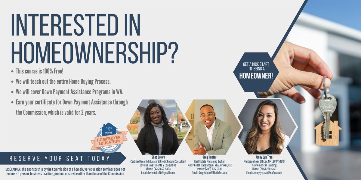 FREE First-Time Homebuyer Education Class: Down Payment Assistance in WA