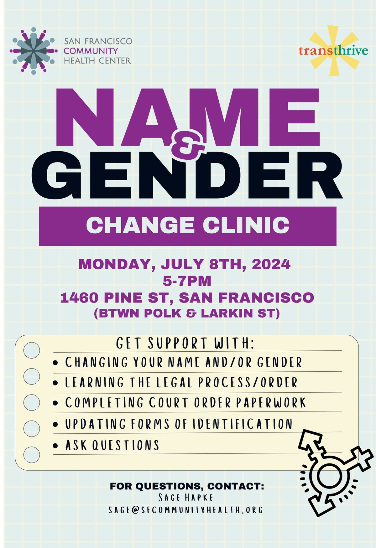 Name & Gender Change Clinic @ Trans Thrive