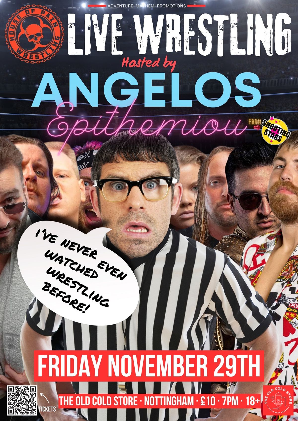 Live wrestling hosted by Angelos Epithemiou (from Shooting Stars)