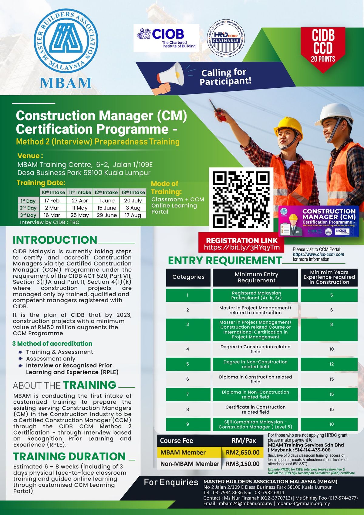 Construction Manager (CM) Certification Programme - 12th Intake