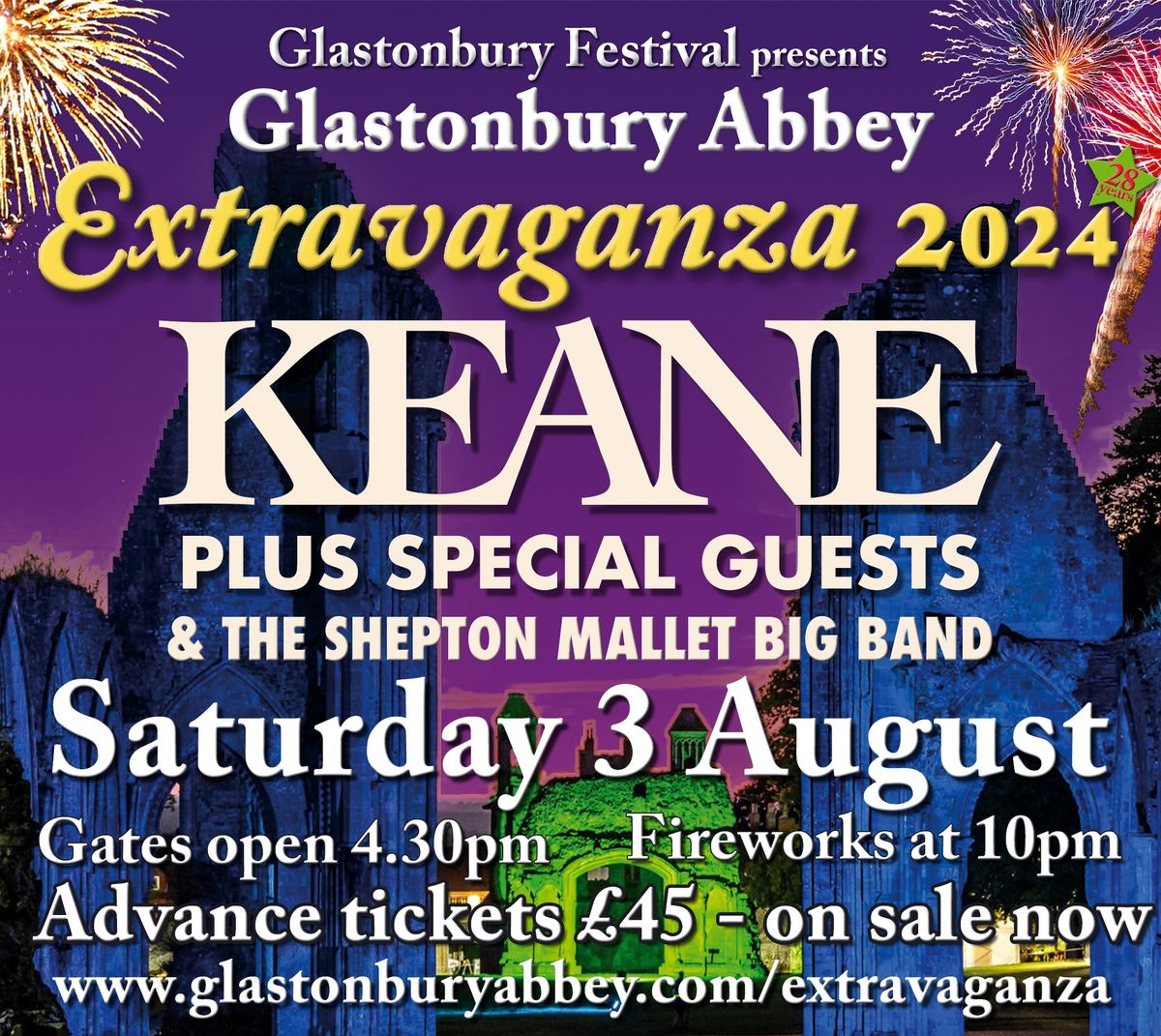 Glastonbury Abbey Extravaganza 2024 featuring Keane & special guests 
