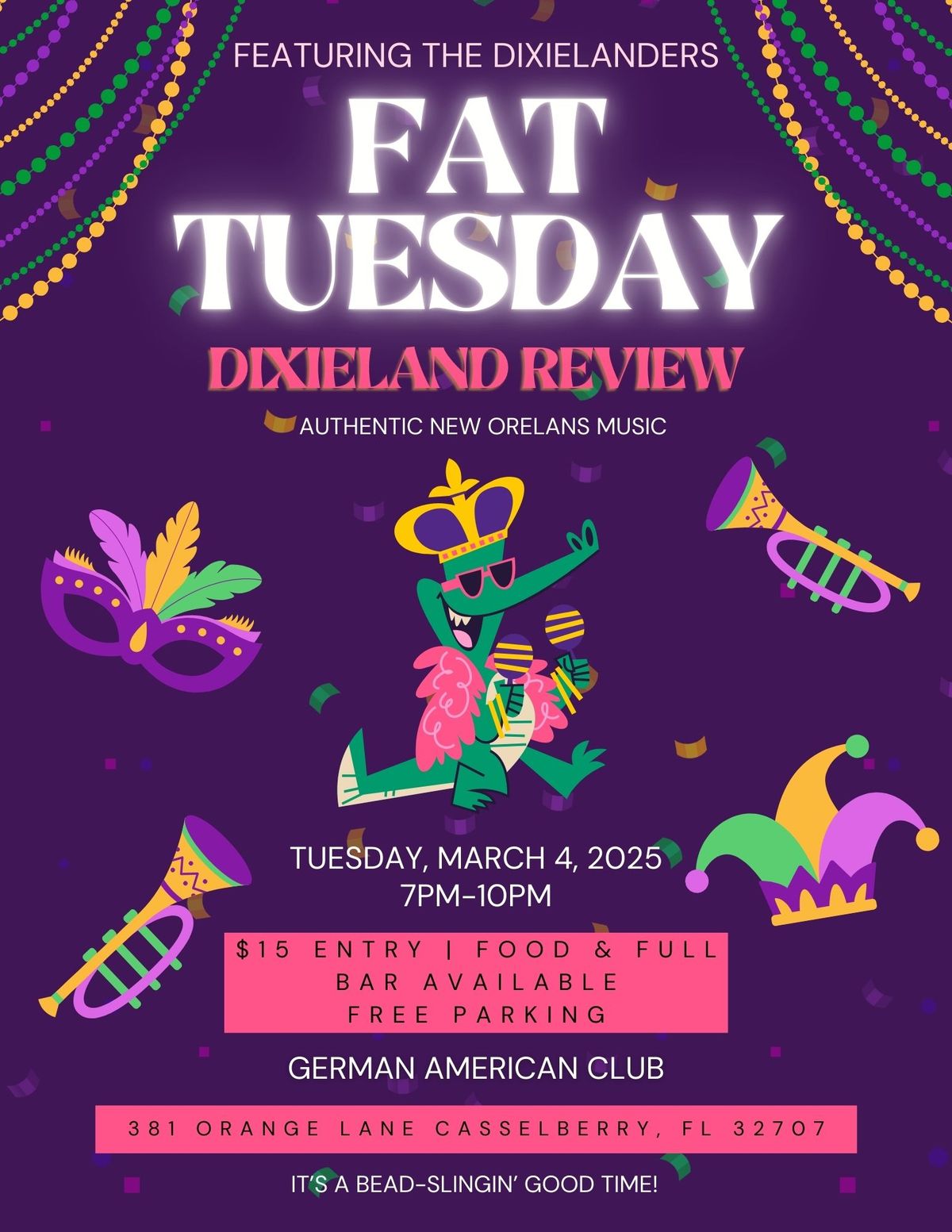 Fat Tuesday Dixieland Band Party!