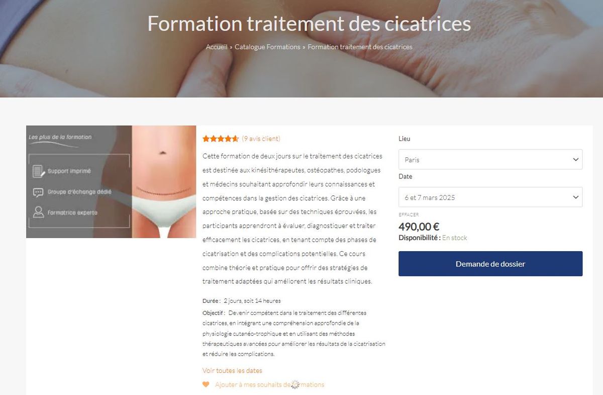 Formation traitement des cicatrices