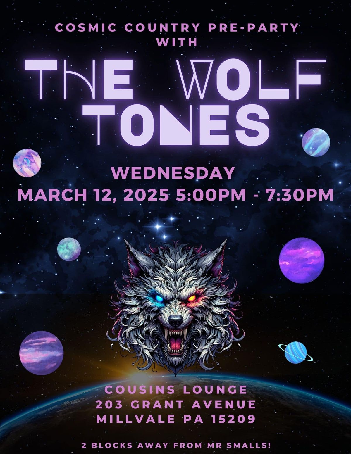 Cousins Cosmic Country Pre-Party with The Wolf Tones!