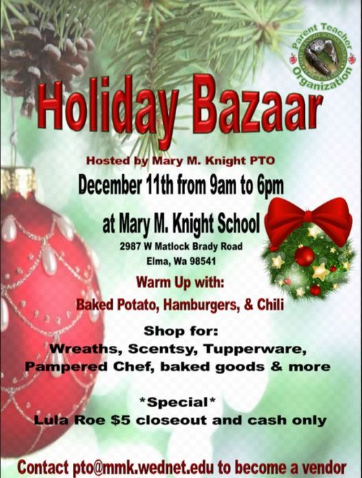 Elma Christmas Bazaar 2022 Holiday Bazaar, Mary M Knight High School, Elma, 11 December 2021