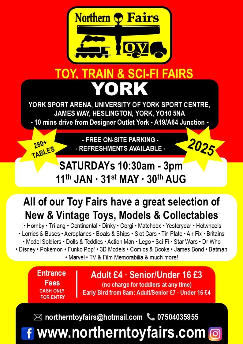 York Toy, Train & Sci-Fi Fair on Sat 30th Aug '25