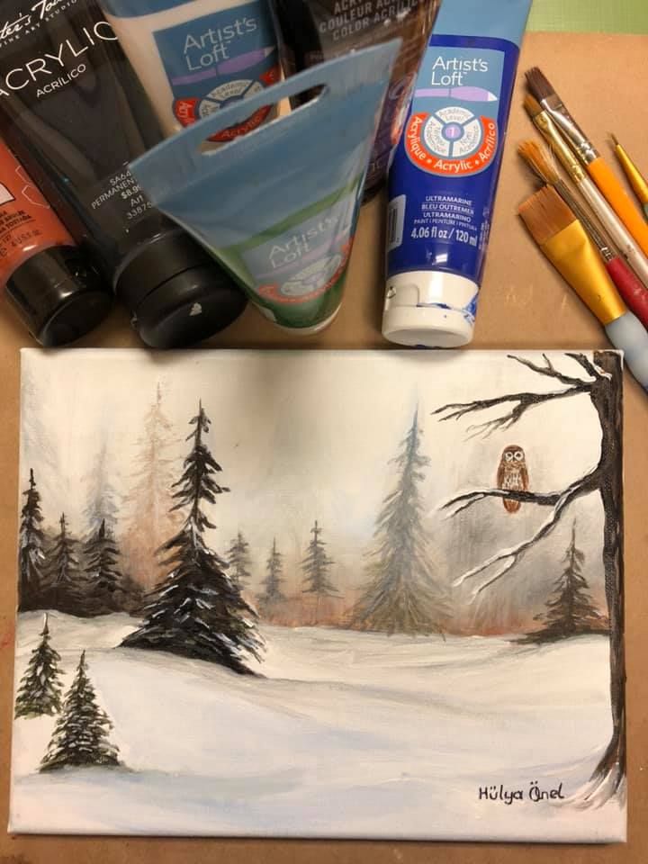 An Introduction to Acrylic Painting  Workshop-Winter Forest