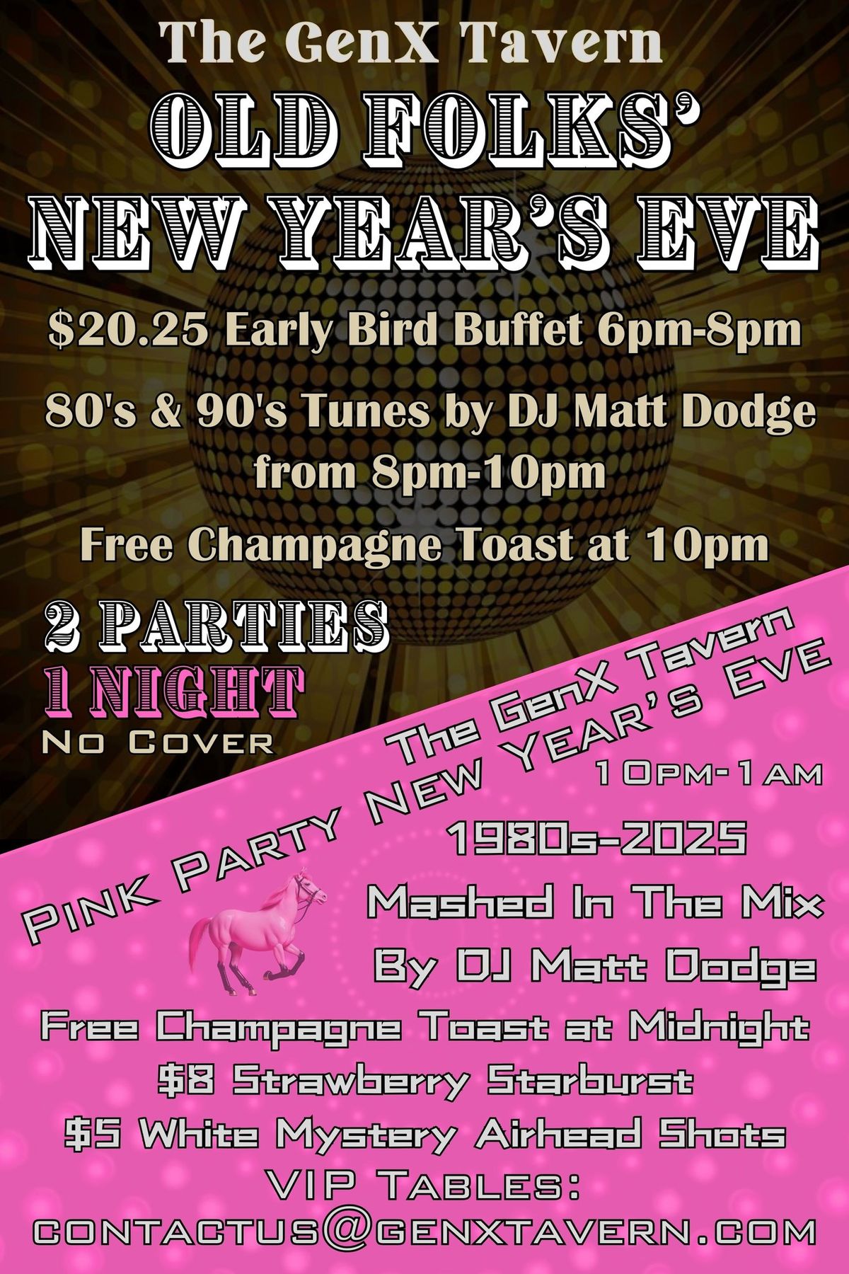 The GenX Tavern Old Folks' New Year's Eve & Pink Party