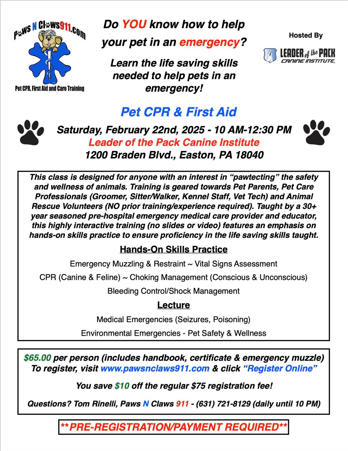 Pet CPR & First Aid Class 