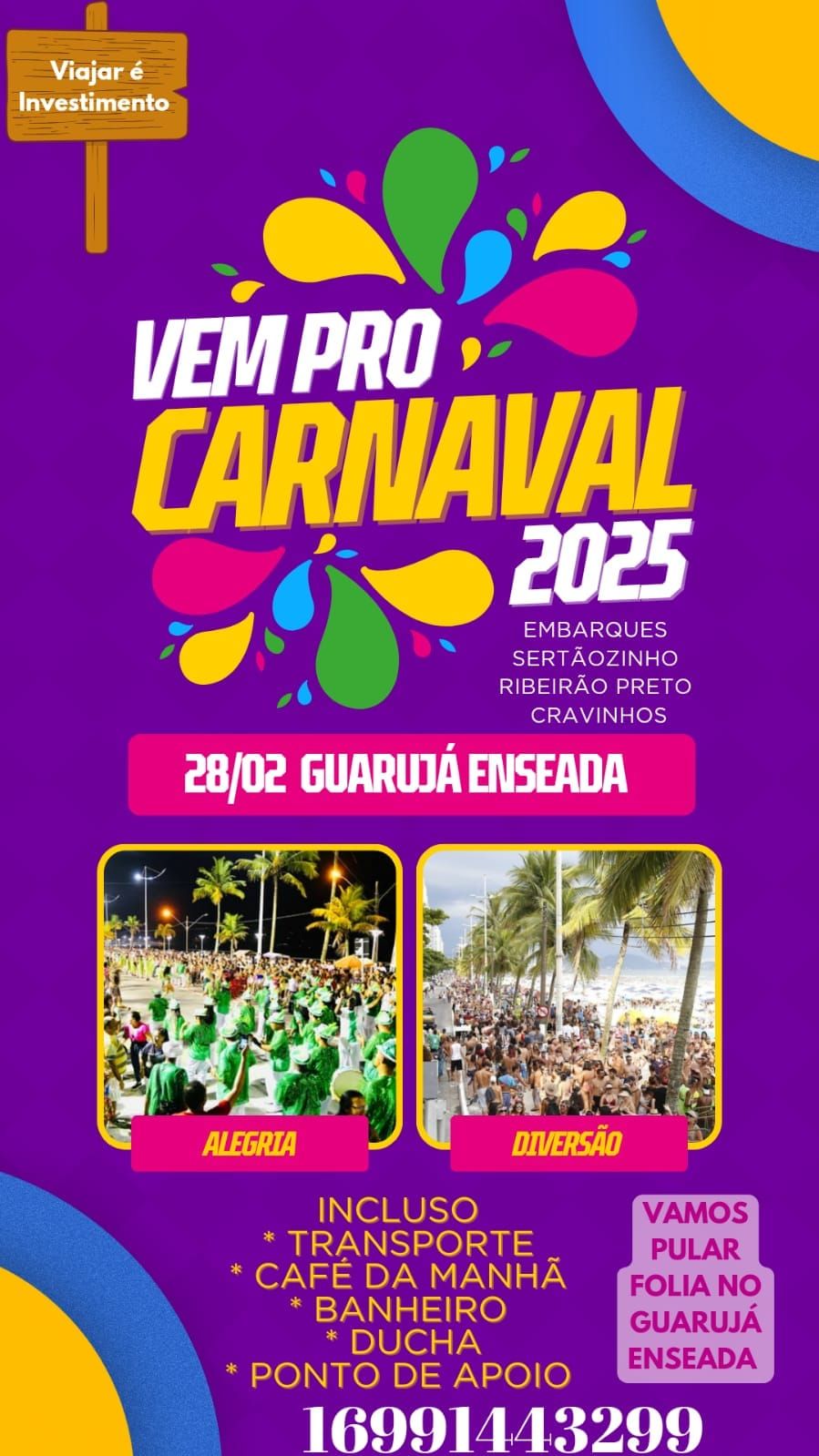 Bate e Volta Carnaval no Guaruj\u00e1 - Praia da Enseada. Vamos Pular Folia No Guaruj\u00e1 