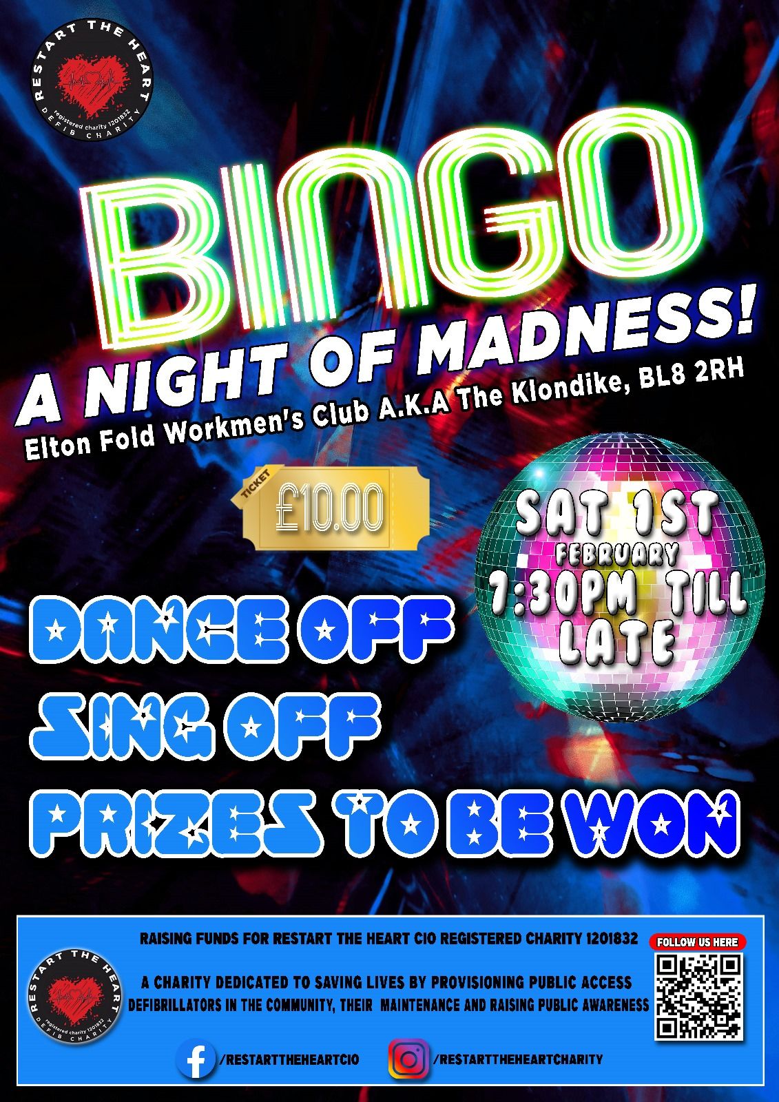 IT'S BACK! Restart the heart's Bingo madness! Ticket Only - Available from behind the bar.